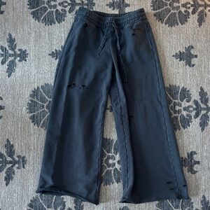 Women's Wide Leg Distressed Pants - Black